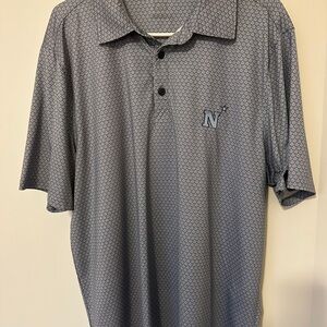 Cutter & Buck Blue/Grey Naval Academy Patterned Polo Shirt